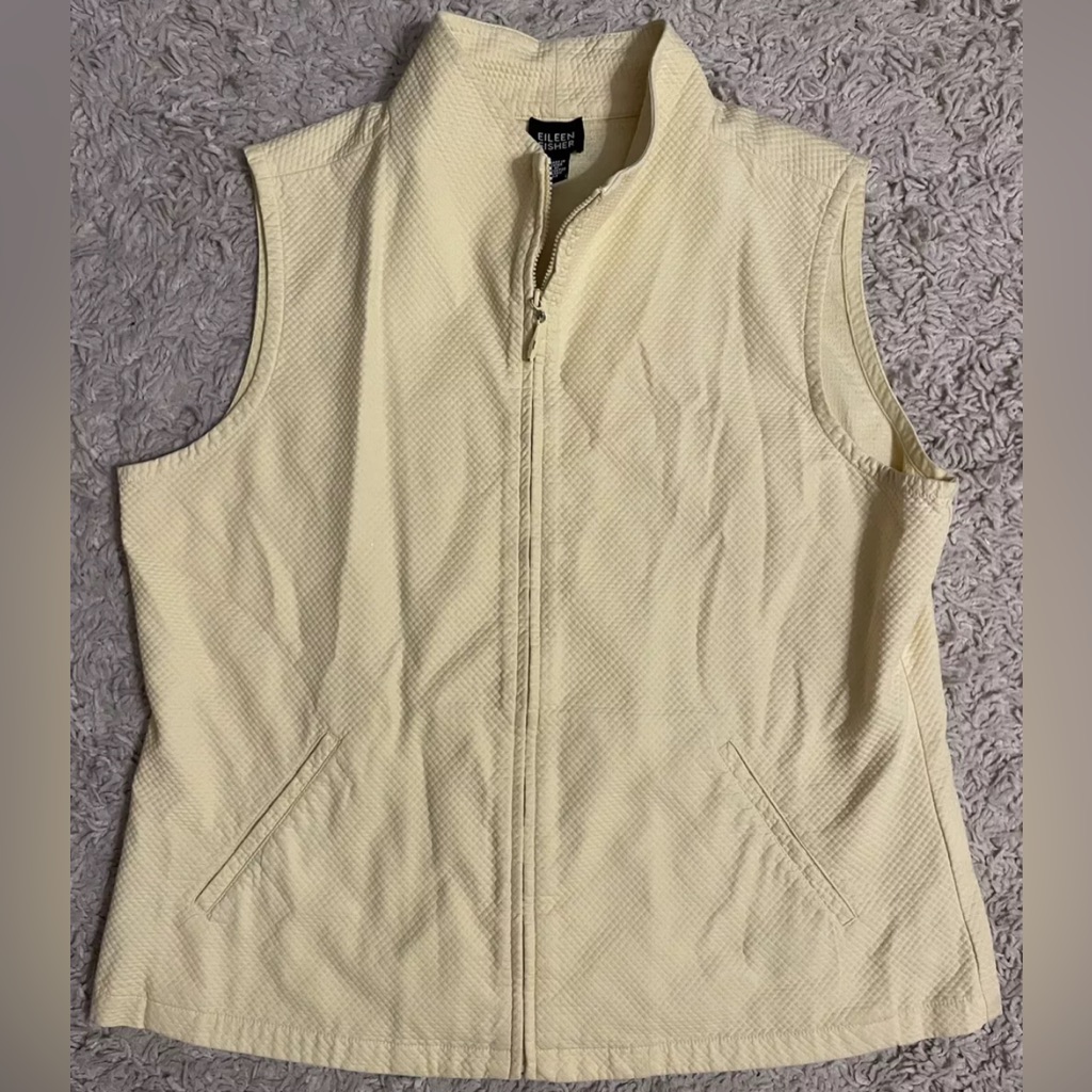 Eileen Fisher Yellow Zip Sleeveless Vest Medium M